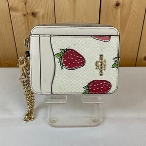 Coach Women's Zip Around Wallet/Coin Purse, Cream - about 4 x 3 x 1 inches